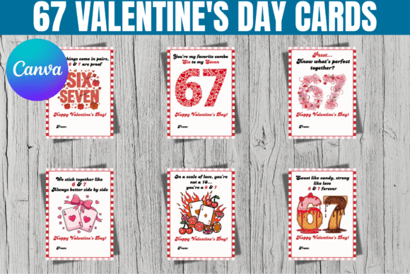 67 Valentine’s Day Cards Canva Template Graphics