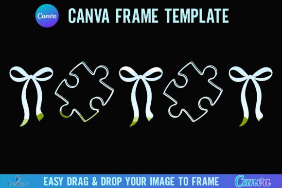 Autism Awareness Puzzle Bow Canva Frame Graphics
