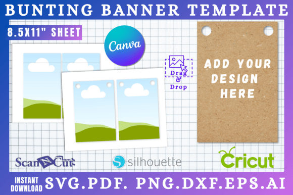 Bunting Banner Template Canva SVG 02 Graphics