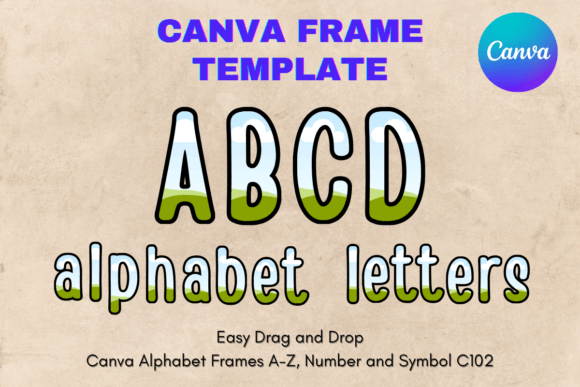 Canva Letters Frame Alphabet Template102 Graphics