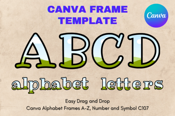 Canva Letters Frame Alphabet Template107 Graphics