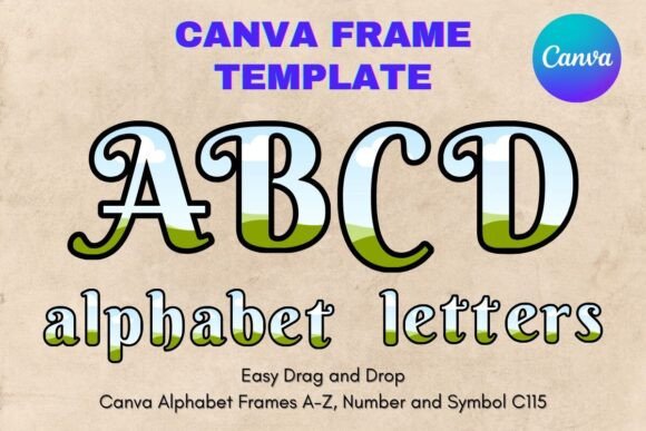Canva Letters Frame Alphabet Template115 Graphics