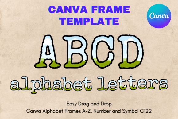 Canva Letters Frame Alphabet Template122 Graphics