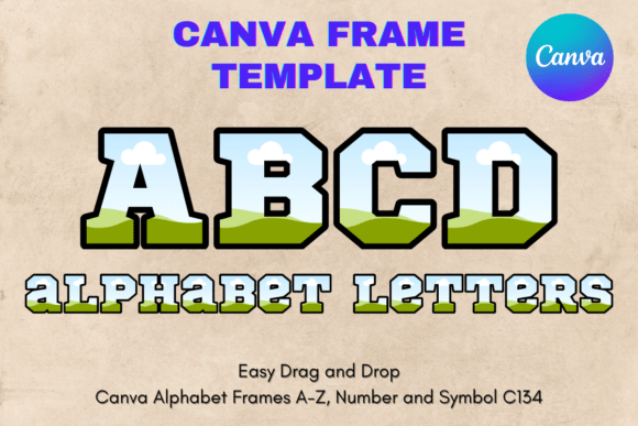 Canva Letters Frame Alphabet Template134 Graphics