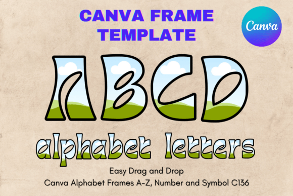 Canva Letters Frame Alphabet Template136 Graphics