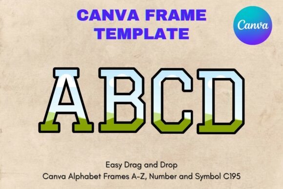 Canva Letters Frame Alphabet Template196 Graphics