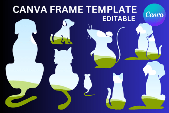 Cat Dog Mouse Canva Frame Template: Graphics for Warm, Playful Branding