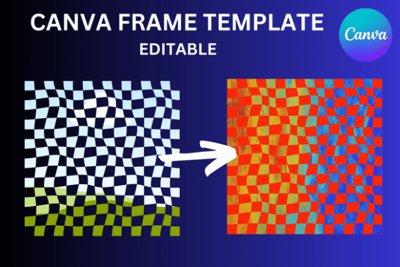 Distorted Checkered Pattern Canva Frame Graphics