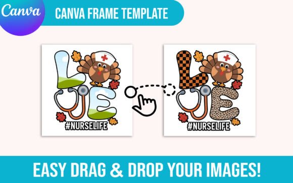 Nurse Thanksgiving Canva Frame Template Graphics