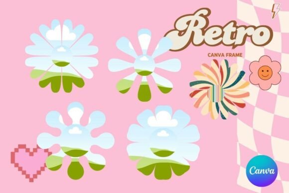 Retro Flower Canva Frame Add Photo_13