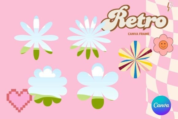 Retro Flower Canva Frame Add Photo_8