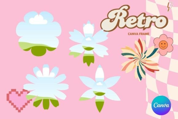 Retro Flower Canva Frame Graphics