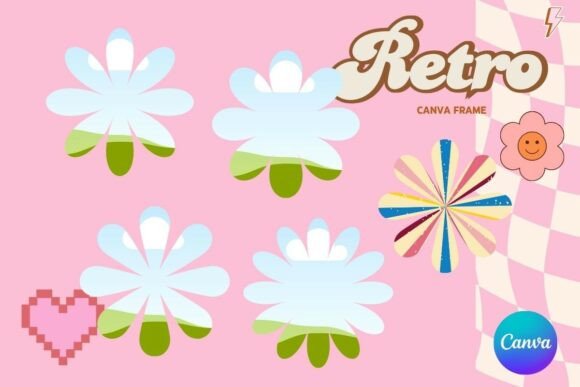 Retro Flower Canva Frame Graphics