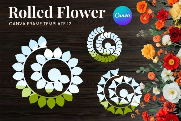 Rolled Paper Flower Canva Frame_12 Graphics
