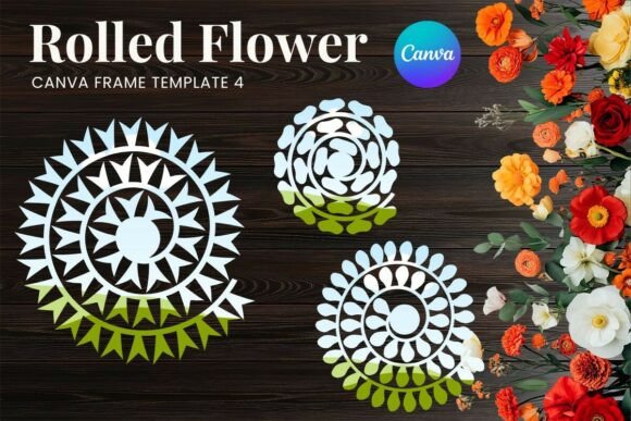 Rolled Paper Flower Canva Frame_4 Graphics