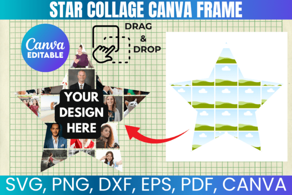 Star Collage Canva Frame Template: Graphics for Creative Sellers