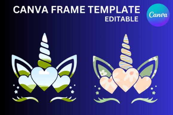 Unicorn Canva Frame Template Editable
